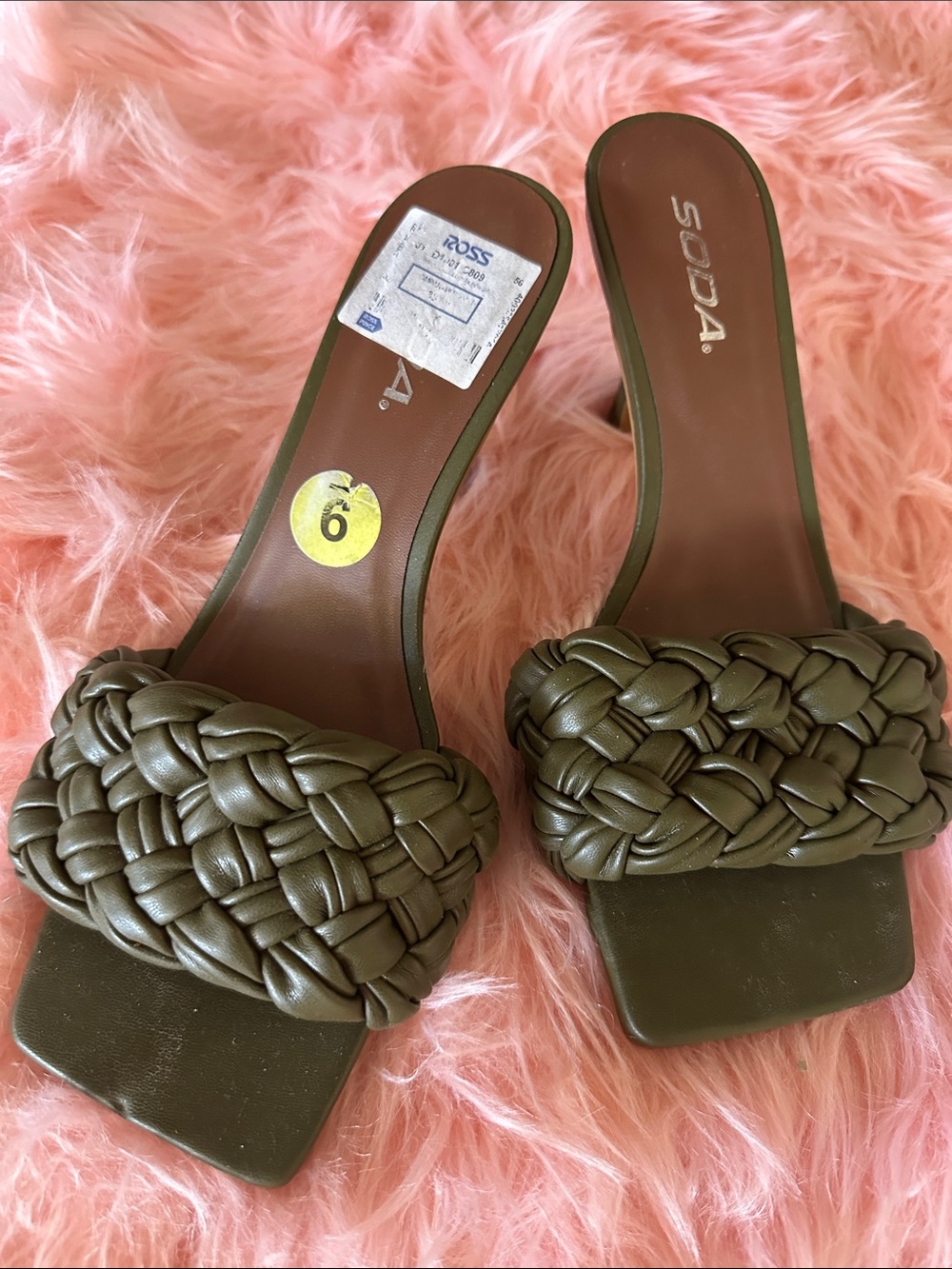 Soda Olive Braided Slide Mules
